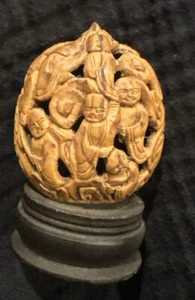 Antique Chinese Carved Walnut Monks W/ Hidden Buddha Hediao - Picture 1 of 8