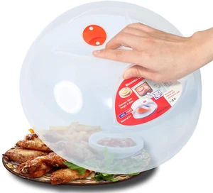 Large Microwave Cover for Food Easy Grip Microwave Splatter Cover Guard Lid with - Picture 1 of 12