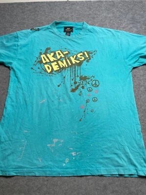VTG Y2K Akademiks Splatter Paint Blue T-Shirt Men’s Size XL 100% Cotton - Image 1 of 4