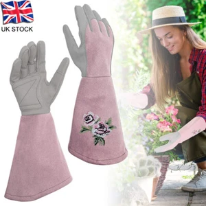 Women Gardening Glove Thorn Proof, Pink Extra Long Oxford Cloth Gloves Pink - Picture 1 of 8