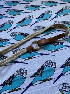 NWOT Tommy Bahama Women Luxie Jute Belt Leather Cognac Ring L Large