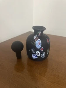 Vintage Perthshire Stil matt schwarz Kunstglas Millefiori Flasche mit Stopfen - Bild 1 von 13