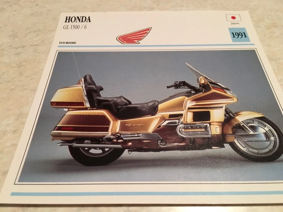 Tarjeta Moto Honda Gl 1500 Dorado Wing GL1500 1991 Colección Atlas Moto Japón - Imagen 1 de 2