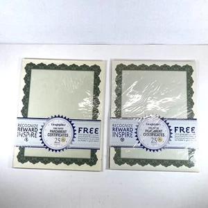 LOT OF 2 - Geographics Parchment Certificates 8-1/2 x 11 Optima Green - 50 Total - Picture 1 of 4