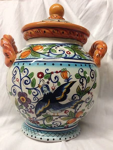 TABLETOPS UNLIMITED DARIO FARRUCCI VILLA PARADISO SMALL CANISTER & LID 8 3/8" - Picture 1 of 12