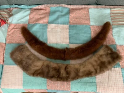 Pair Of  Vintage Ladies' Mink Collar for Coat or Sweater, Light Brown - Image 1 of 2