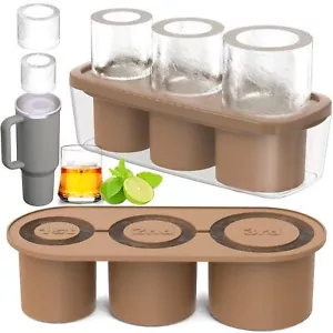 Ice Cube Tray For Tumbler Cup 30oz40oz 3 Pcs Silicone Cylinder Ice Mold With Lid - Picture 1 of 7