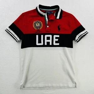 Polo Ralph Lauren Polo Shirt Adult Medium Red Black UAE Crest Patch Arab Emirate - Picture 1 of 20