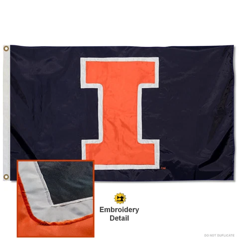 University of Illinois Embroidered and Appliqued Nylon Flag Cover