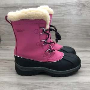 Bearpaw Boots Kids Girls 4 Kelly Pink Leather Wool Lined Winter Waterproof Boots - Picture 1 of 10