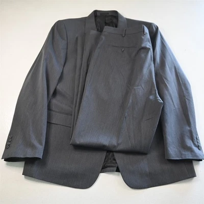 Andrew Fezza 48L 40x28 Gray Striped Mens Jacket Pants Suit - Image 1 of 4