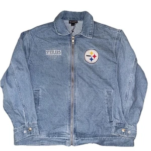 Pittsburg Steelers Wild Collective Men’s Denim Jacket Size Large  - Picture 1 of 4