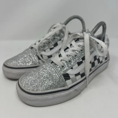 VANS Old Skool Cuadros Plateado Brillo Tenis Zapatos Con Cordones Para Mujer Talla 7” Foto 1 de 4