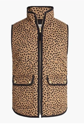 J. Chaleco Crew con estampado de animales para mujer talla XL bolsillos con cremallera chaqueta acolchada J.Crew Foto 1 de 4