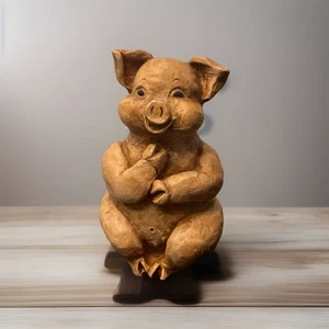 Art Pottery Ceramic Pig Figurine 5” Piggy Sculpture Figure Rare - Picture 1 of 7