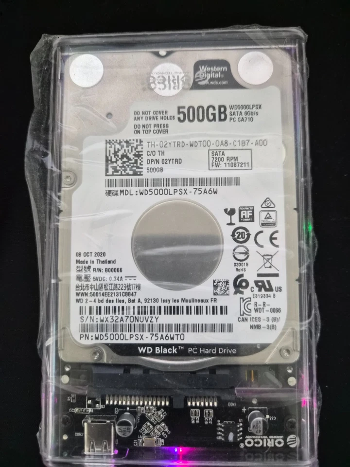 Western Digital Black 500GB Internal 7.2K RPM SATA 2.5'' (WD5000LPSX) Hard Drive - Image 1 of 1