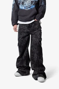 Neu mit Etikett MNML Washed Black Void Baggy Oversized Cargo Street Fashion Denim Jeans 33 - Bild 1 von 12
