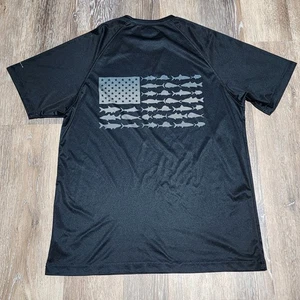 Columbia PFG T Shirt Black Short Sleeve Men Medium M Polyester Fish Flag Graphic - Picture 1 of 8