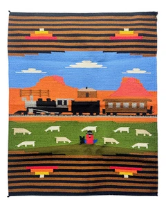 Leroy Yazzie, Rug, Train, Navajo, 27" x 34" - Picture 1 of 3
