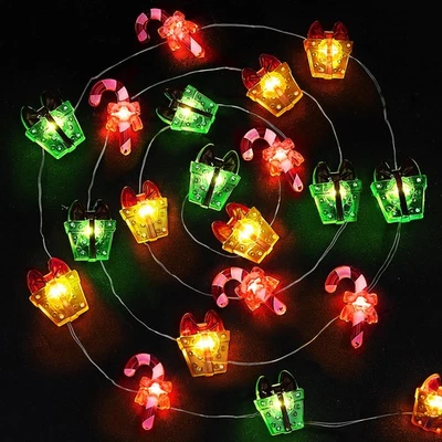 BlcTec Battery Operated Christmas Lights 40 LED 12.8FT Cane Gift Box Fairy L...