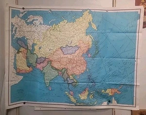 Vintage Giant Color Print General Map of Asia Map No. 9566 Scale 1:11,500,000 - Picture 1 of 7