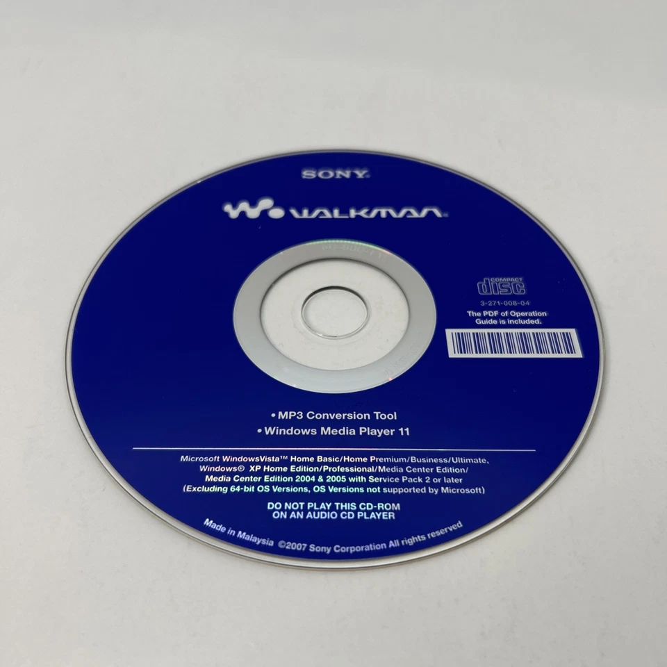 Sony Walkman Utilities CD-ROM -  Mp3 Conversion Tool & Windows Media Player 11 - Image 1 of 1