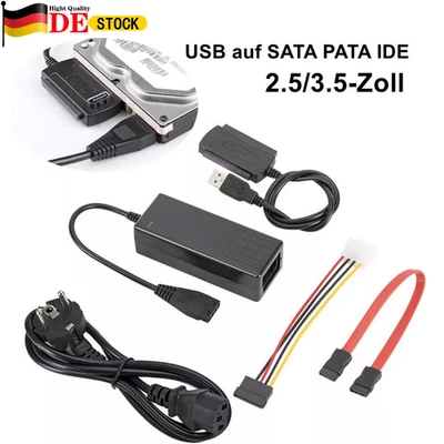 NEU USB auf IDE + SATA Adapter für 2,5" & 3,5" HDD SSD Festplatten Festplatte DE - Bild 1 von 4