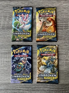 POKEMON TCG Unbroken Bonds Booster Pack Art Set - 4 Packs Total - Tag Team - Picture 1 of 1