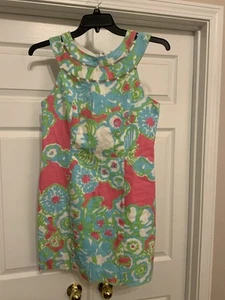 Lilly Pulitzer Lindy A Delicacy Print Beaded Neckline Shift Dress Size 6 - Picture 1 of 9