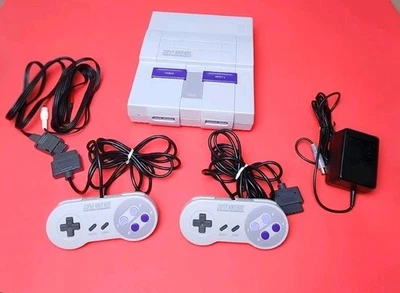 Paquete de consola Super Nintendo SNES - 2 controladores, cables - probado funcionando Foto 1 de 4