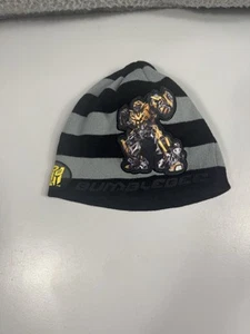 Bumblebee Transformers Jugend Beanie Totenkopf Mütze grau/schwarz gestreift Acryl 2010 - Bild 1 von 8