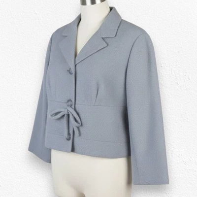 Chaqueta de lana recortada vintage de la década de 1950 Saks Fifth Avenue gris con pajarita cintura talla 6 Foto 1 de 4
