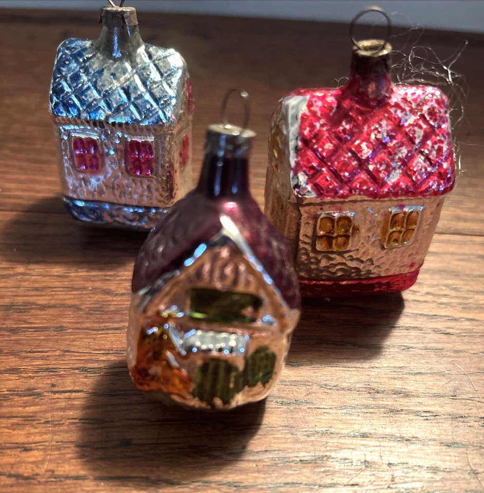 Antique Mid century Cottage Christmas Tree Decorations X 3 - Image 1 of 4