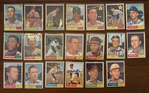1961 Topps Baseball In Person  Auto / Signed 20 Card Lot - Picture 1 of 3