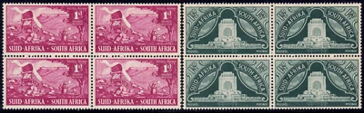 1949 South Africa-SC# 112-113 - Voortrekker Monument - 2 Blocks of 4 - MH -1 - Image 1 of 2