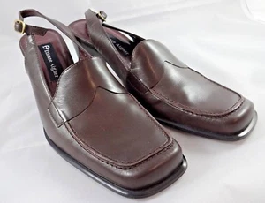 NWOT Etienne Aigner Womens Brown Leather Slingback Shoes Pumps Sz 7.5M Chunky - Picture 1 of 8