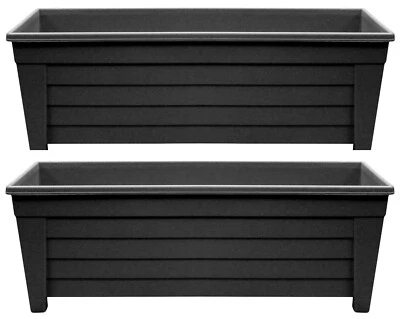 2 x 55cm Trough Plant Pot Long Plastic Planter Outdoor Garden Herb Flower Box - Image 1 of 3