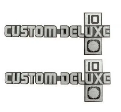 OER "Custom Deluxe 10" Fender Emblem Set For 1981-1987 Chevy Pickup Trucks - Image 1 of 3