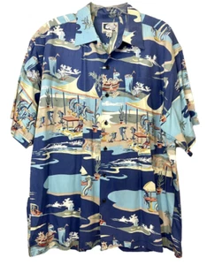 BLUEWATER Wear XL Fish Golf Cocktail Fun Short Sleeve Button Shirt Collar Pocket - Picture 1 of 22