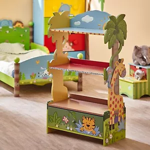 Kinder Bücherregal Holz handgefertigt bemalt Handarbeit Safari Tiere Giraffe Kita - Bild 1 von 3