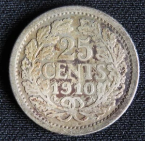 1910 Netherlands 25 cents KEY DATE! (N2) - Picture 1 of 2