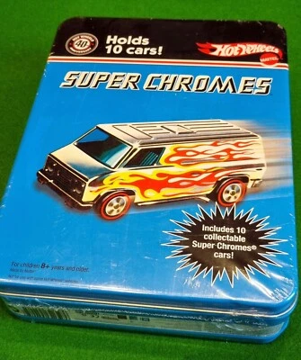 2007 VERY RARE Hot Wheels Super Chromes 10 car set tin - Morris Mini Cooper  NEW - Image 1 of 4