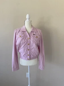 Escada Light weight Pink Denim Jacket Gold Buttons Size 36 Made In Italy - Picture 1 of 11