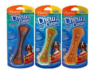 Hartz Chew N Clean Dental Duo Dog Chew Toy, Medium, Bacon Flavor Set of 3 - Picture 1 of 11
