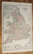 Antique Colored MAP- ENGLAND AND WALES - The National Atlas 1893