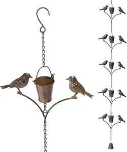 Rain Chain Set 6.52ft Cup Bird Rain Chain for Gutters Copper Rain Chain Cups New - Picture 1 of 7