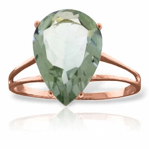 Brand New 5 CTW 14K Solid Rose Gold Sensuality Green Amethyst Ring - Picture 1 of 4