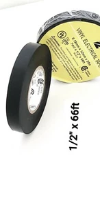 VINYL PVC ELECTRICAL TAPES FLAME RETARDANT 1/2" X 66', 6 ROLLS BLACK - Picture 1 of 2