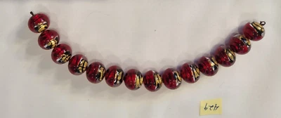 Handmade Red Luna Venetian Glass Lampwork Beads 15mm Lot Wholesale USA 429 - Image 1 of 3