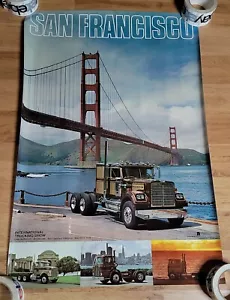 Vintage 1978 weiße LKWs San Francisco Poster LKW Kalifornien Brücke - Bild 1 von 5